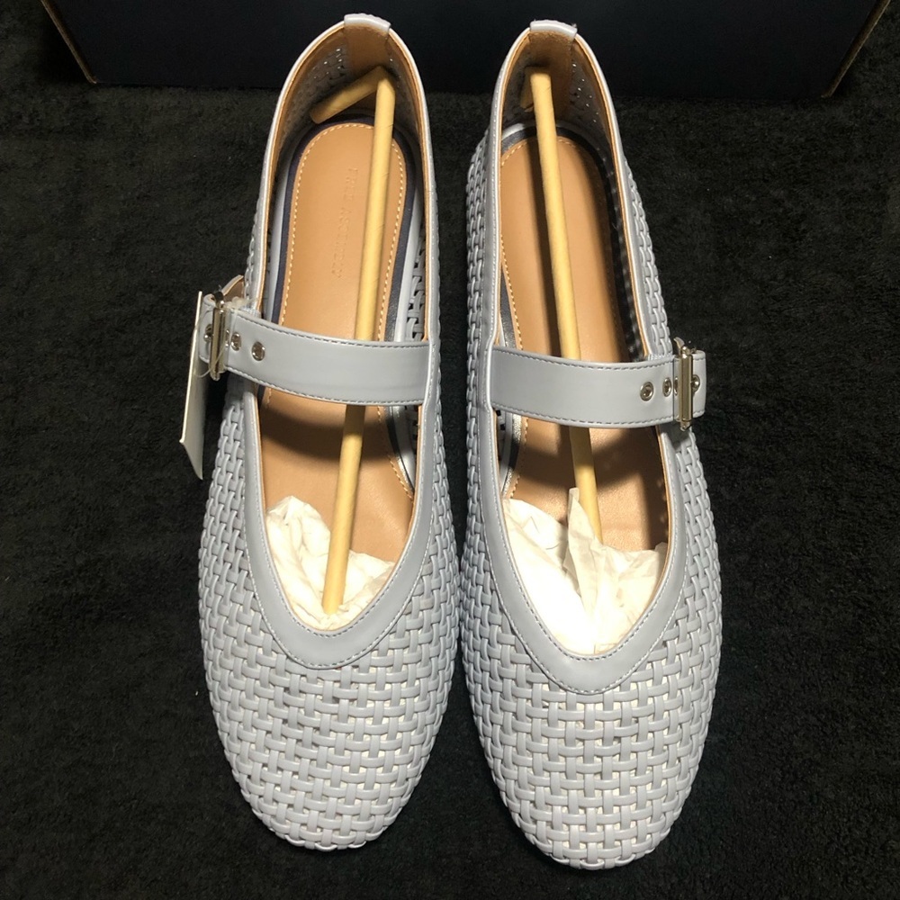 Free Assembly Women’s Woven FA Mary Jane Flat, Size 11, Memory Foam, Light Blue